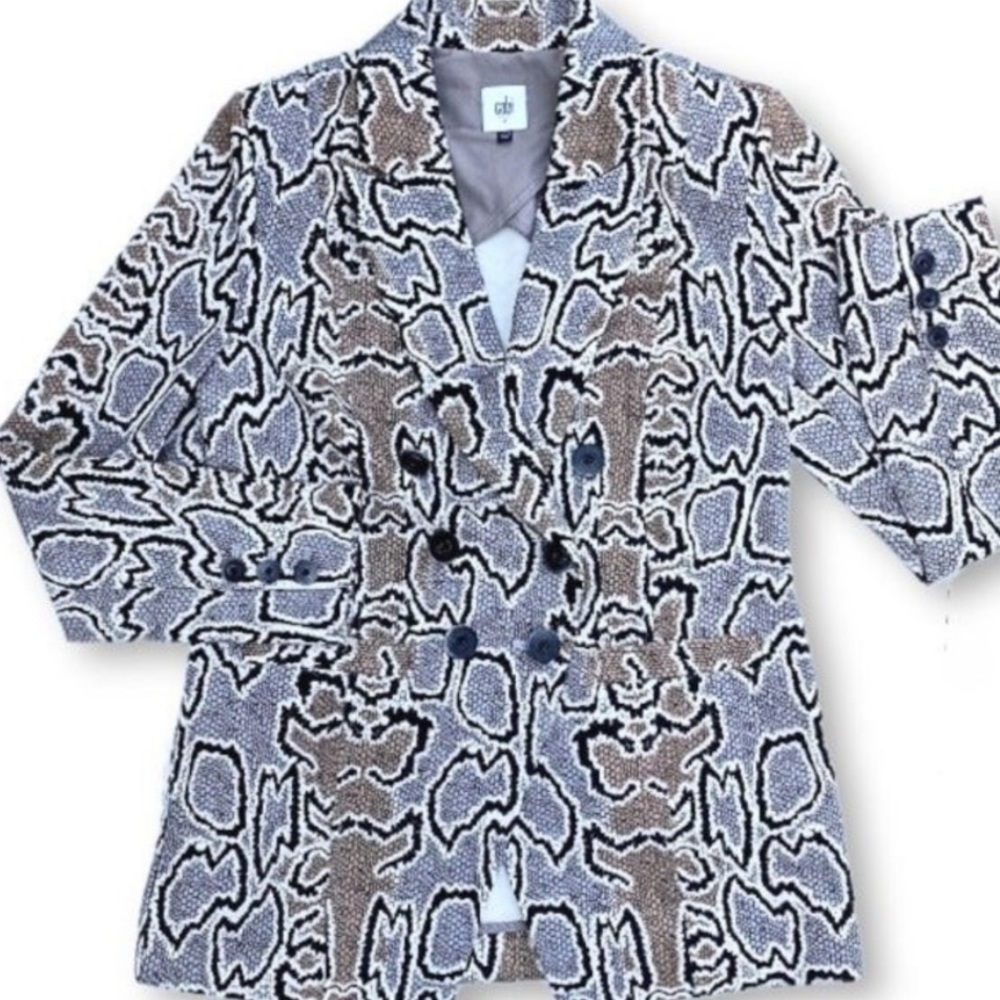 Cabi Python Snake Print Button Front Double Breas… - image 2